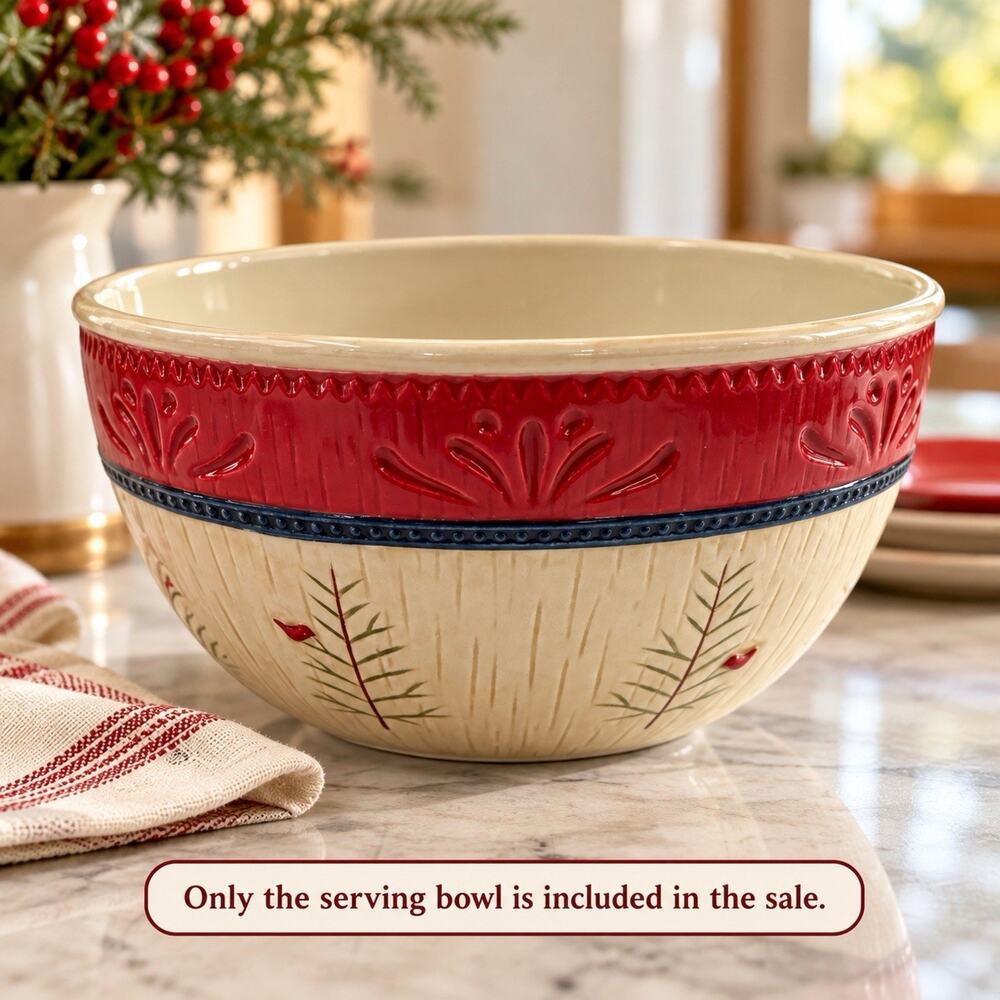 Fitz and Floyd New Haven Holiday Serving Bowl Rustic Christmas RETIRED